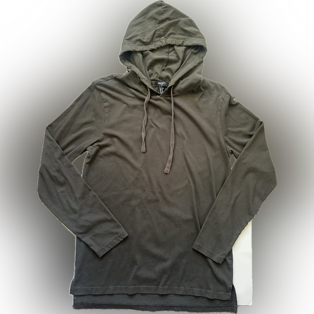 Olive Green Hooded Long Sleeve Tee